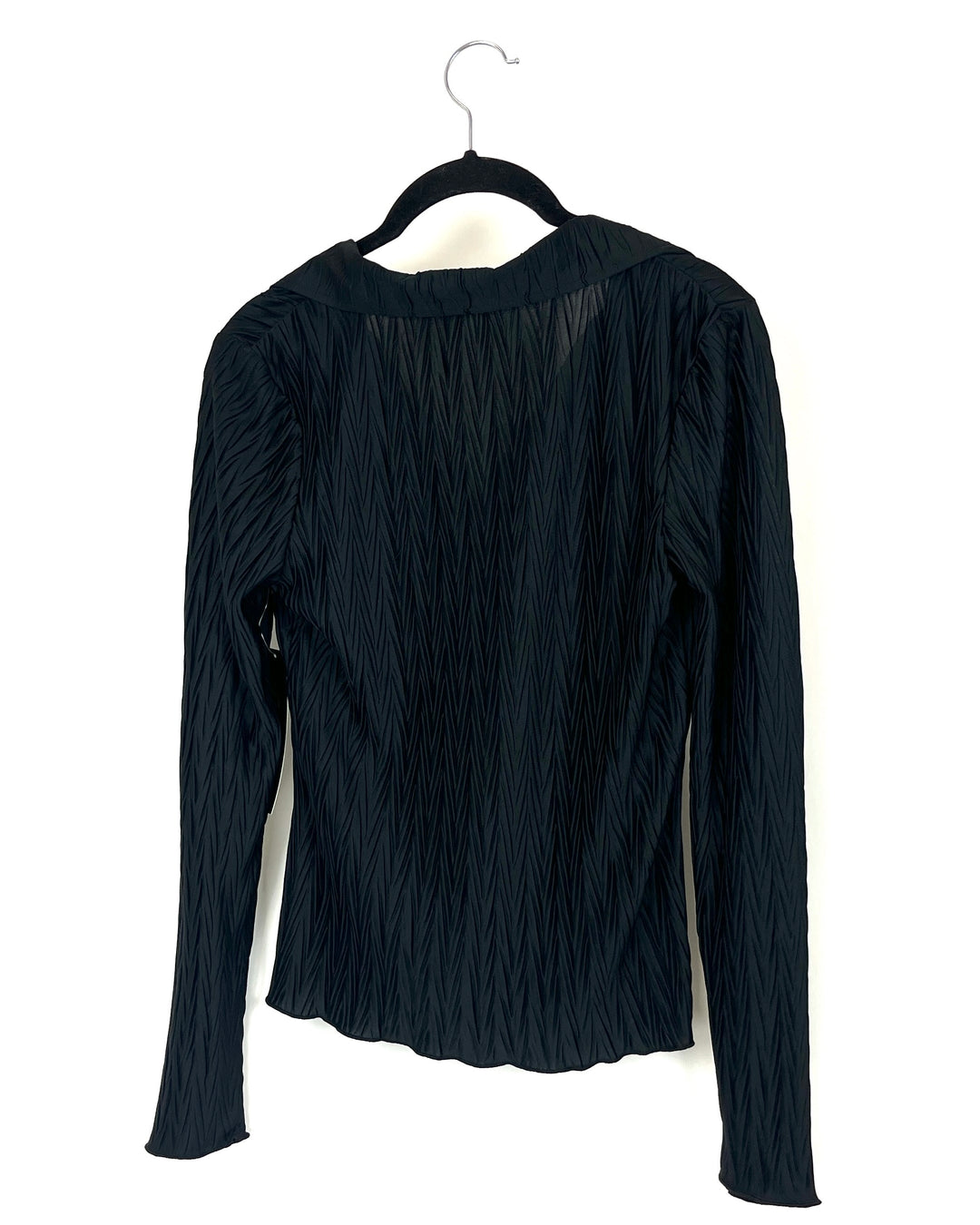 Black Long Sleeve Button-Up Texture Top  - Size 2/4