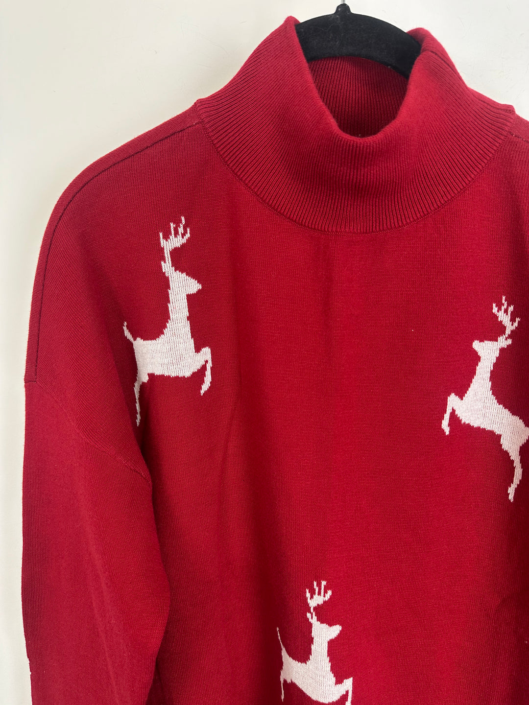 Red Mock Neck Reindeer Sweater - Size 6/8