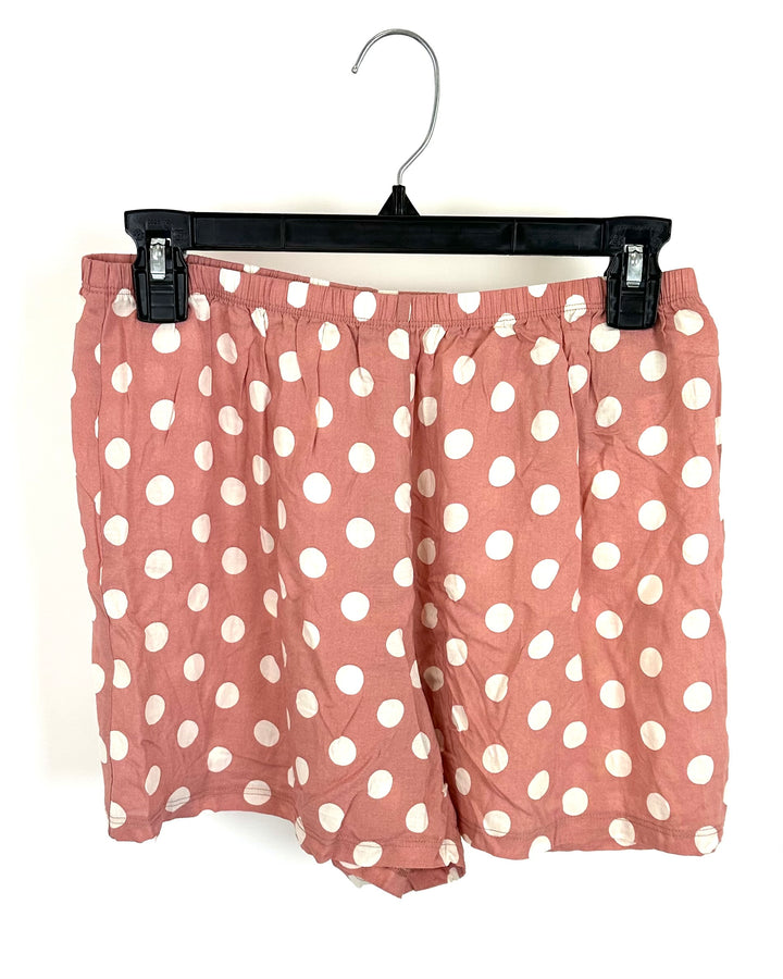 Pink & White Polka Dot Sleep Shorts - Small