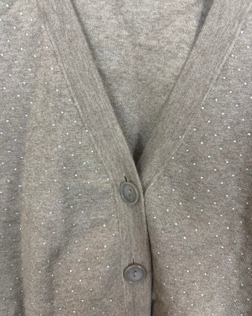Beaded Taupe Cardigan - Size 8/10