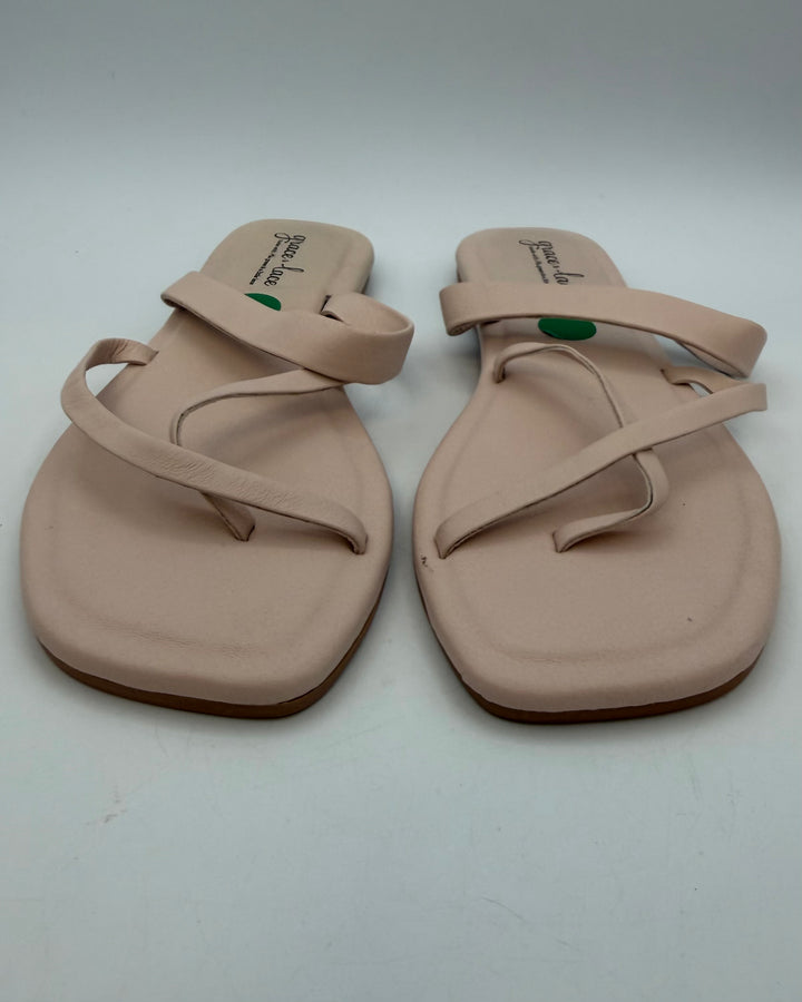 Blush Strappy Faux Leather Sandals - Size 7