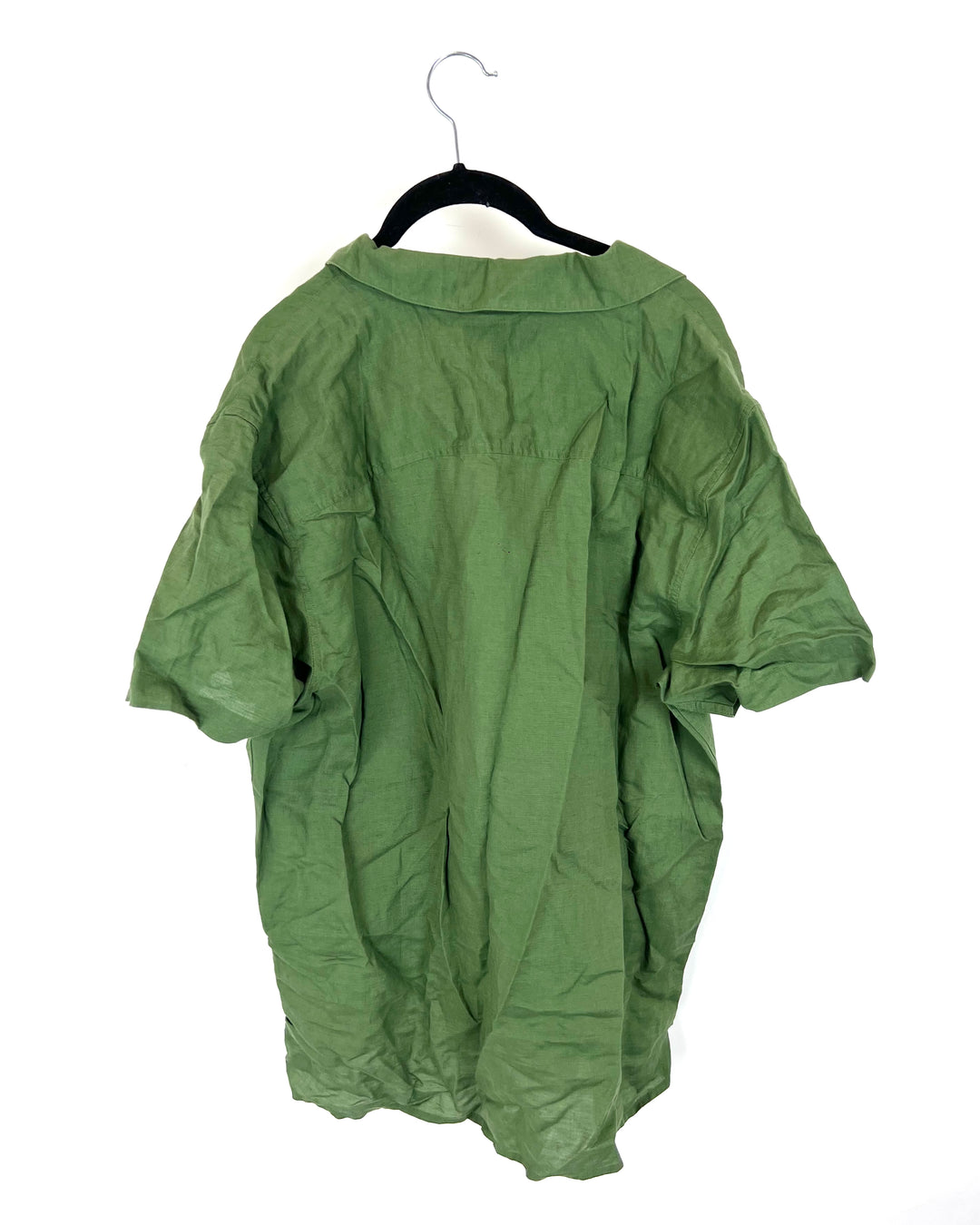 MENS Green Short Sleeve Linen Top - Medium