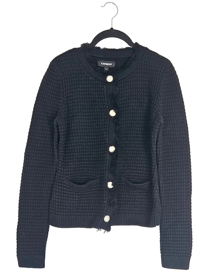 Black Knit Cardigan Jacket - Size 00/0