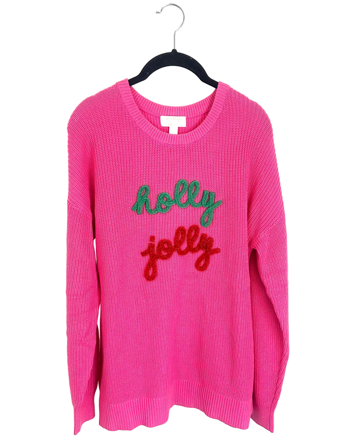 Pink Holly Jolly Sweater- Size 6/8