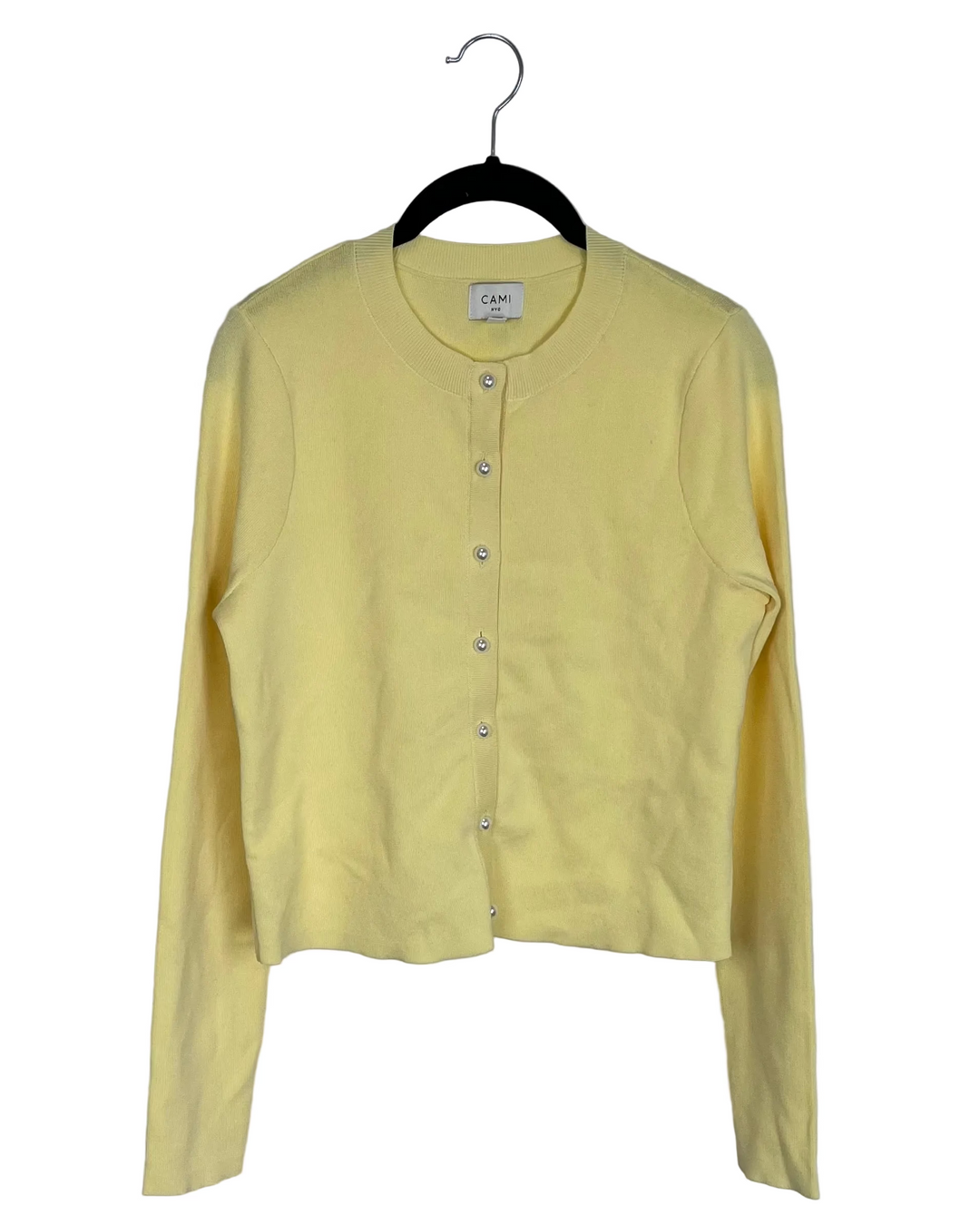 Pale Yellow Pearl Button Cardigan - Size 4/6
