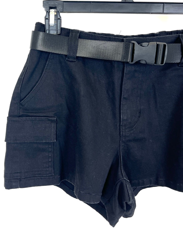 Black Cargo Shorts With Buckle Belt -Size 2/4