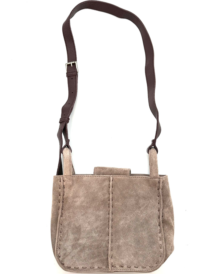 Mushroom Brown Suede Mini Crossbody Bag