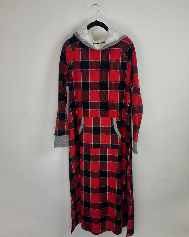 Red And Black Plaid Fleece Nightgown - Size 6/8