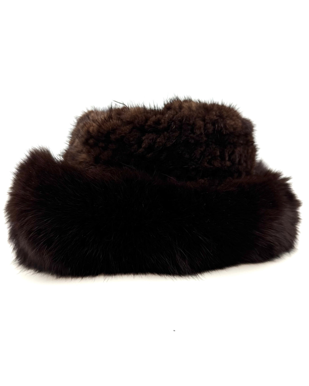 Dark Brown Textured Faux Fur Bucket Hat