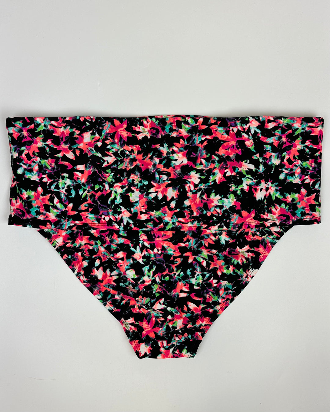 Black & Multicolor Fold Over Bikini Bottom - 2X