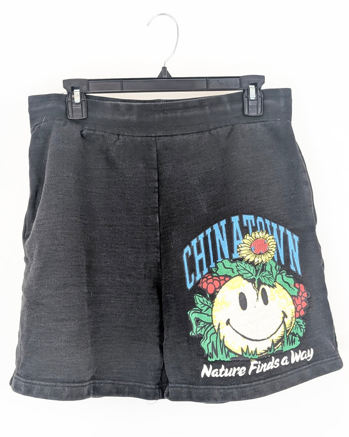 Smiley Black Lounge Shorts - Large