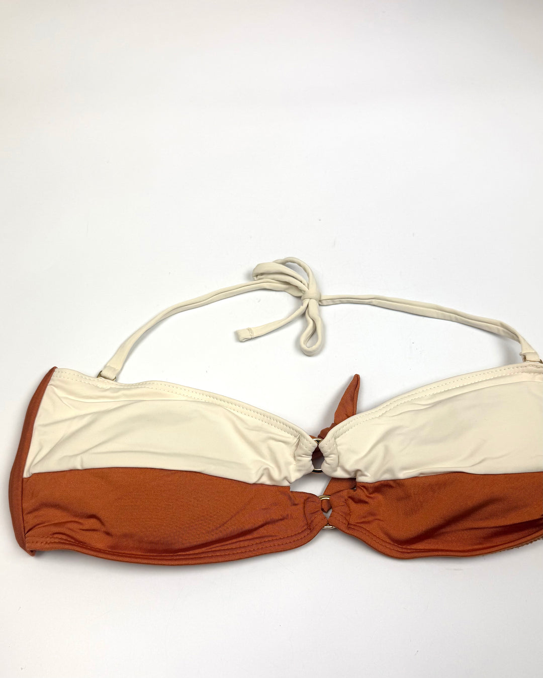 Ivory & Burnt Orange Convertible Bikini Top - Small