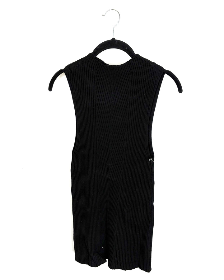 Black Ribbed Knit Tunic Top - Size 2/4