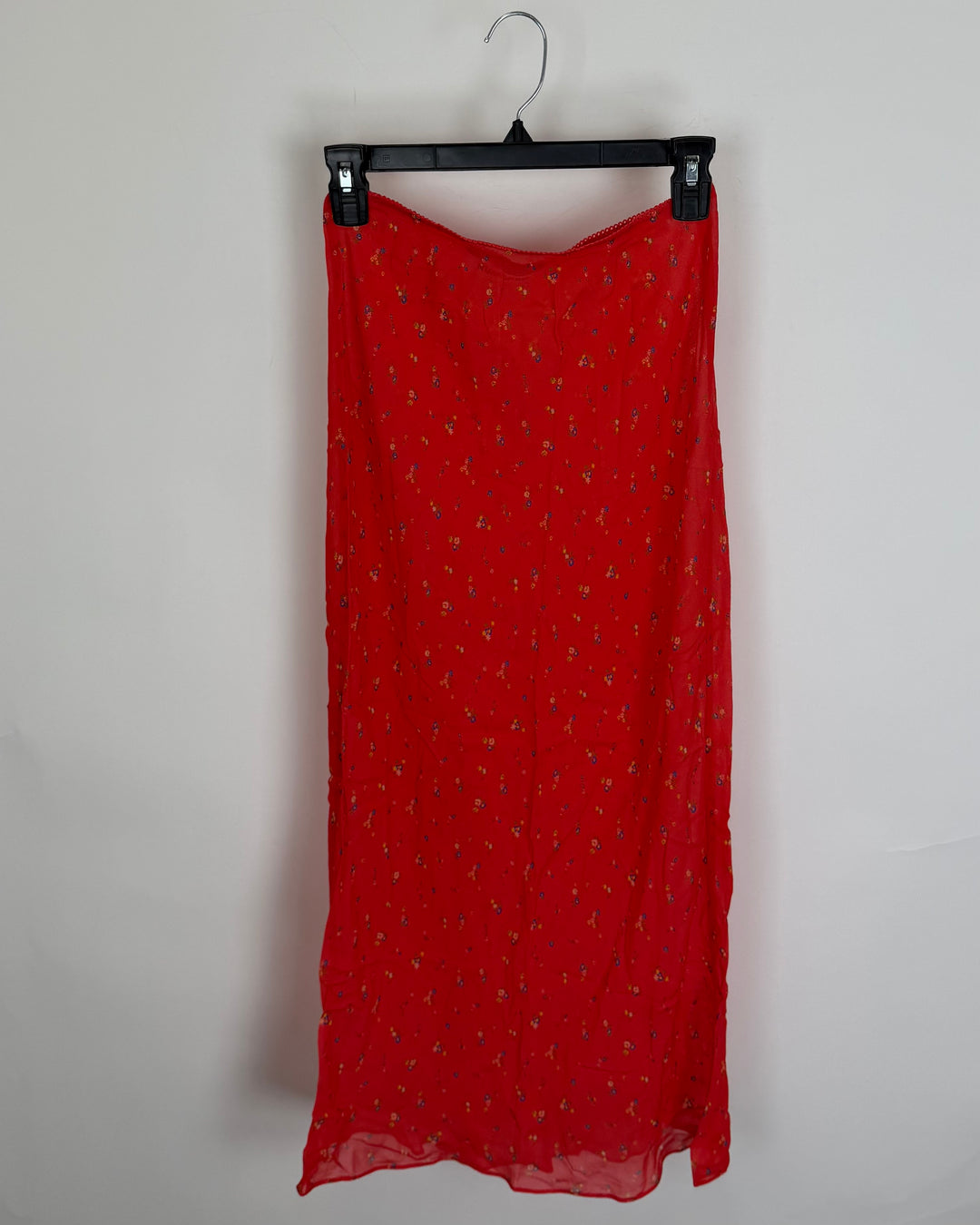 Red Ditsy Floral Print Skirt - Size 0 and 2