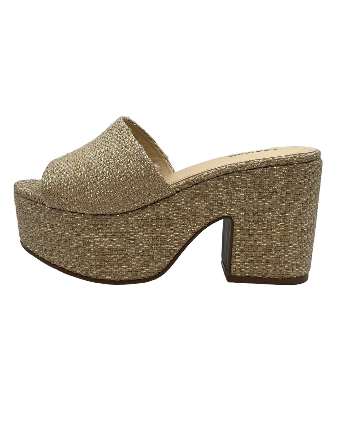 Gold Raffia Platform Sandals - Size 6.5