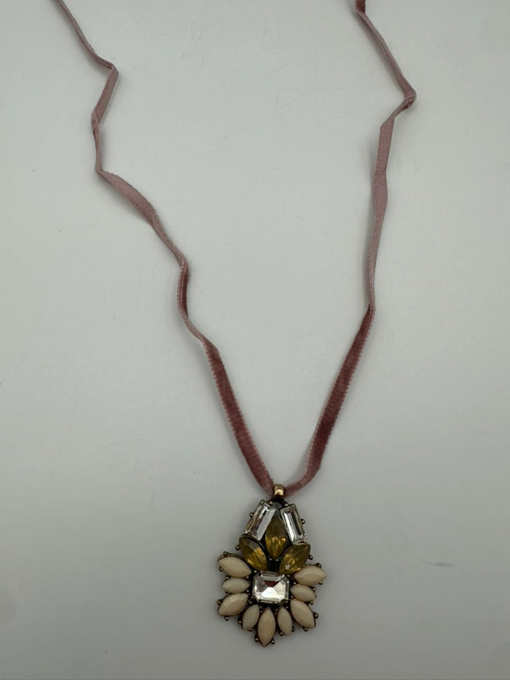 Mauve Velvet Gem Necklace
