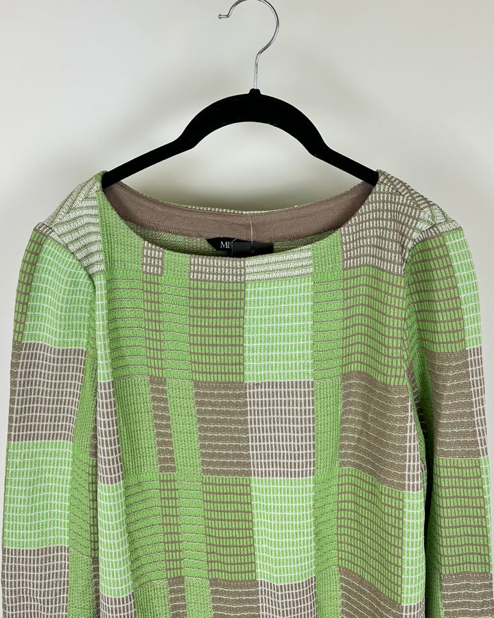 Green And Brown Long Sleeve Top - Size 2/4
