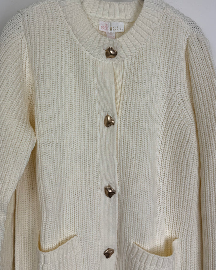 Ivory Cardigan with Gold Buttons - Small