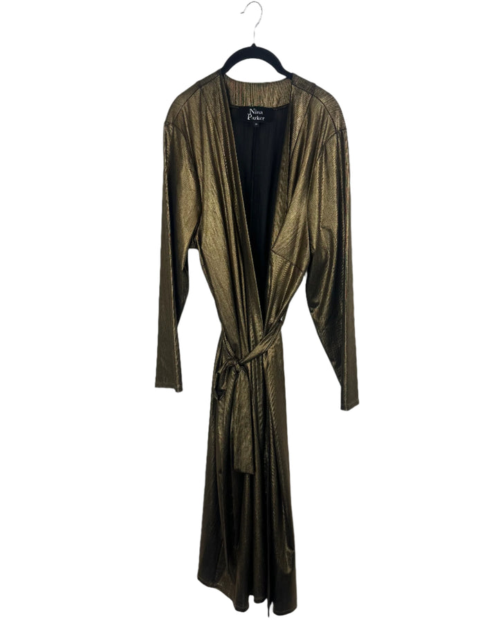 Gold Shimmer Wrap Dress - Size 2X