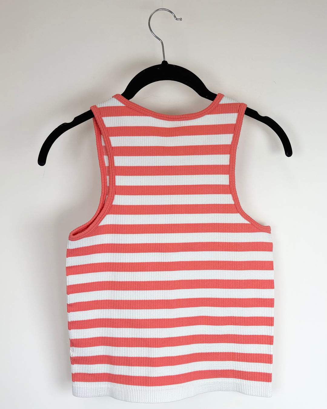 Ribbed Orange & White Striped Tank Top - Size 6