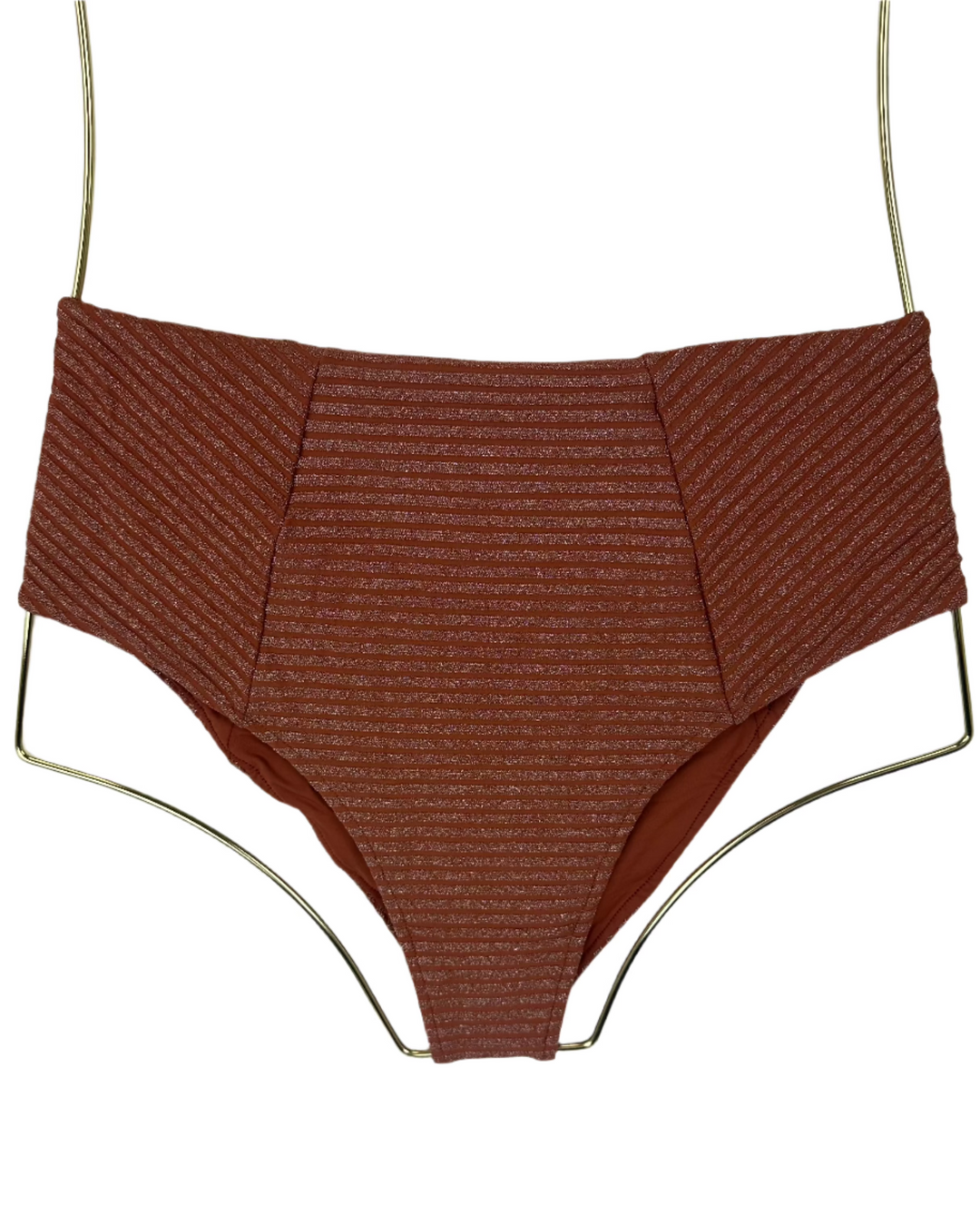 Metallic Brown High Waist Moderate Coverage Bikini Bottom - S, M, XL, XXL