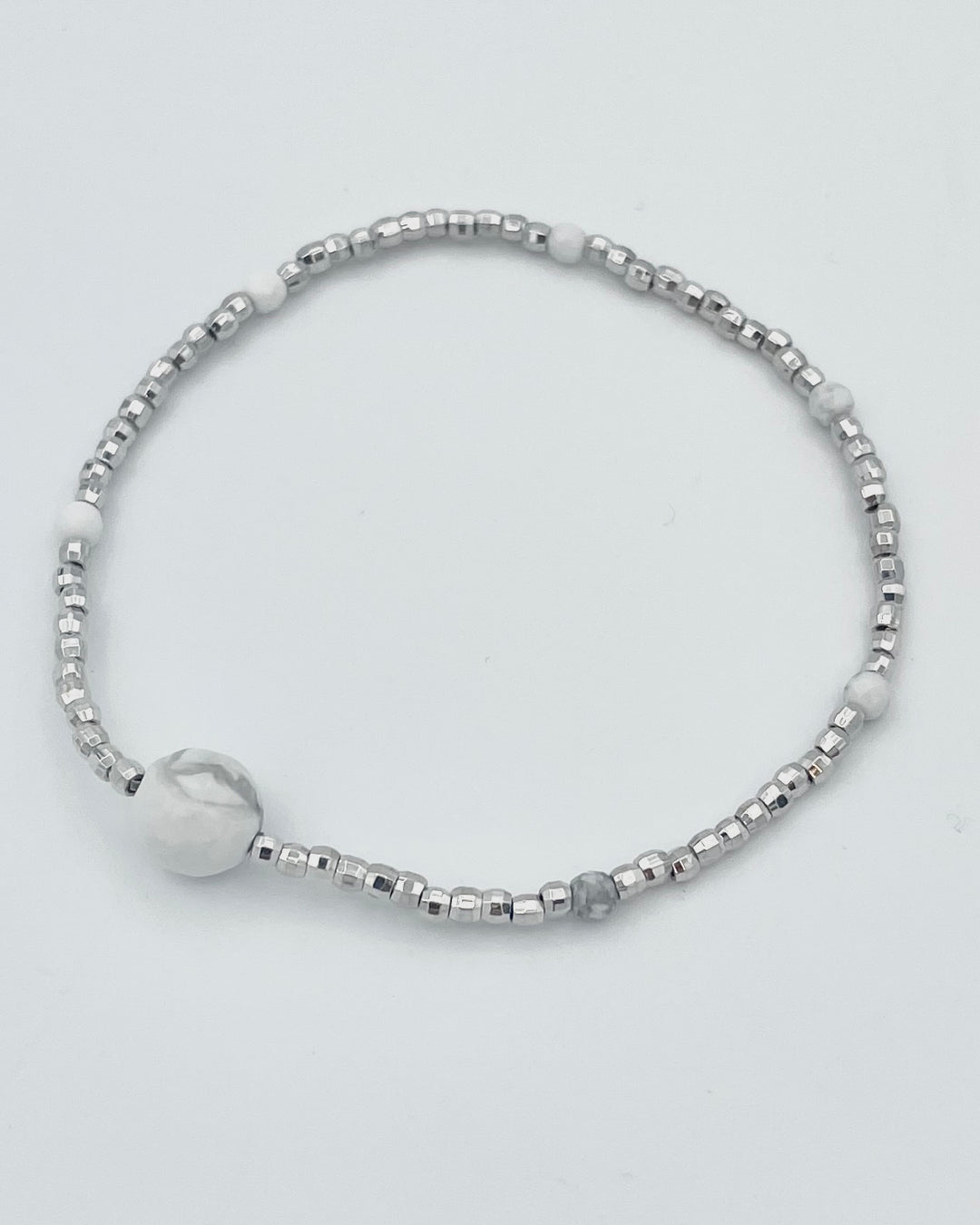 Silver & White Marble Bracelet