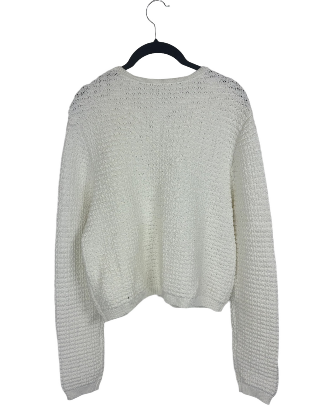 Cream Knit Button-Up Cardigan Sweater - Medium