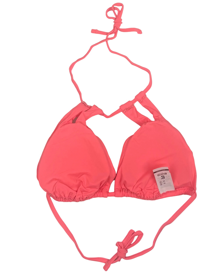 Neon Coral Cut Out Bikini Top - Small