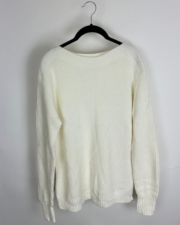 White Boatneck Sweater - Size 6/8