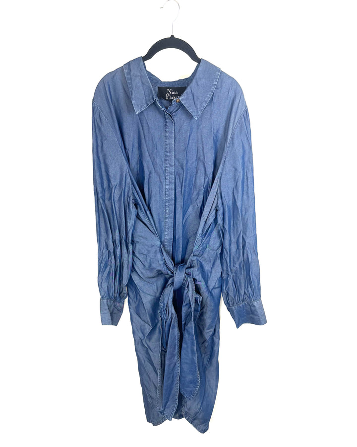 Faux Medium Wash Denim Dress - Size 2X