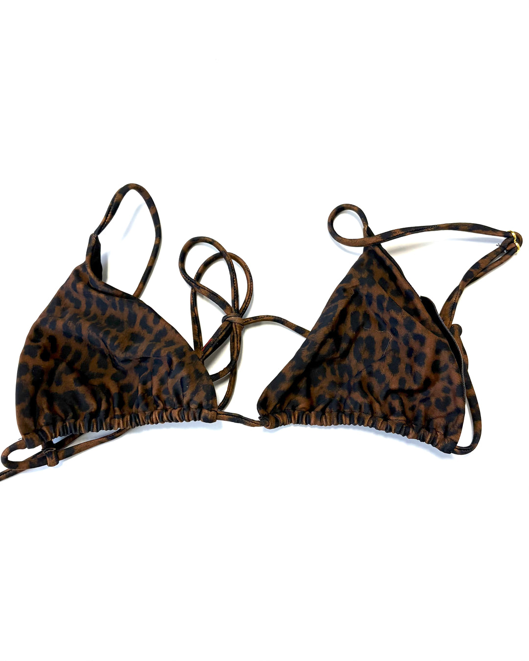 Leopard tie triangle bikini top - XS