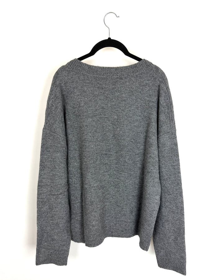 Gray V-Neck Sweater - Size 6/8