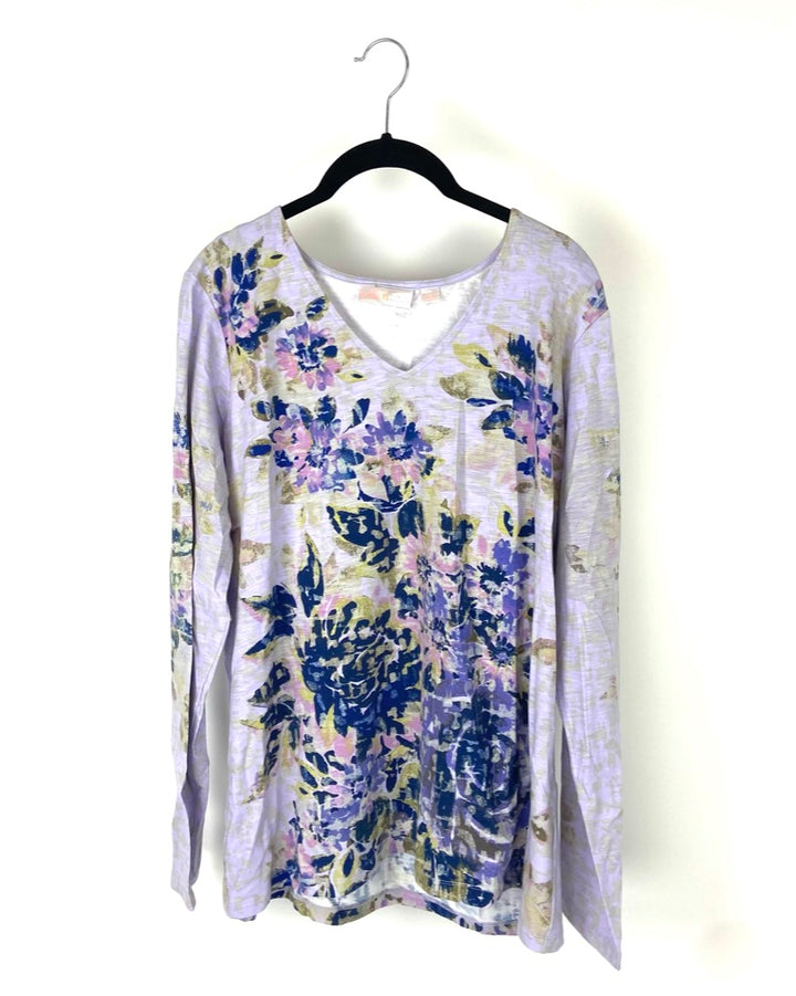 Purple Floral Long Sleeve - Size 14/16