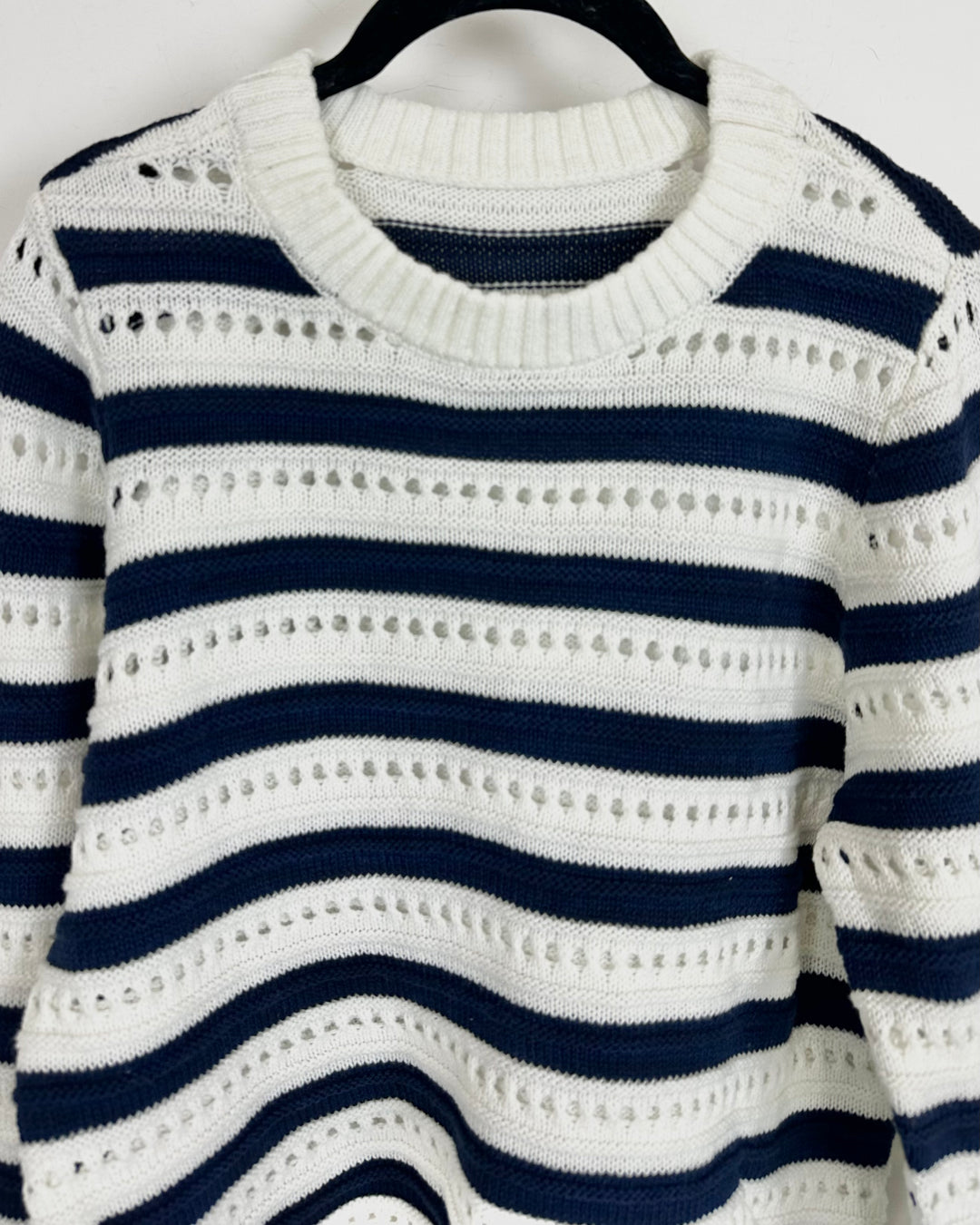 Navy Blue & White Knit Sweater - Size 4/6