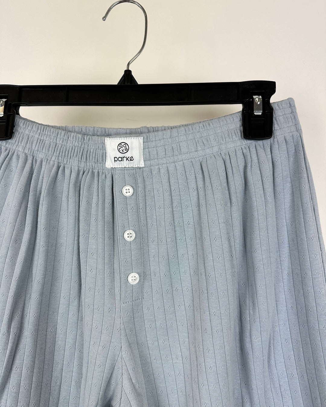 Pointelle Print Fabric Light Blue Boxer Pant - Large