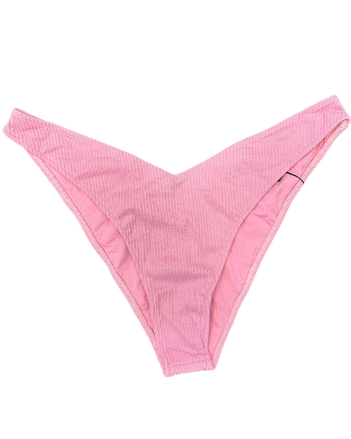 Pink Metallic High Cut And Cheeky Bikini Bottom - Extra Large and Extra Extra Large