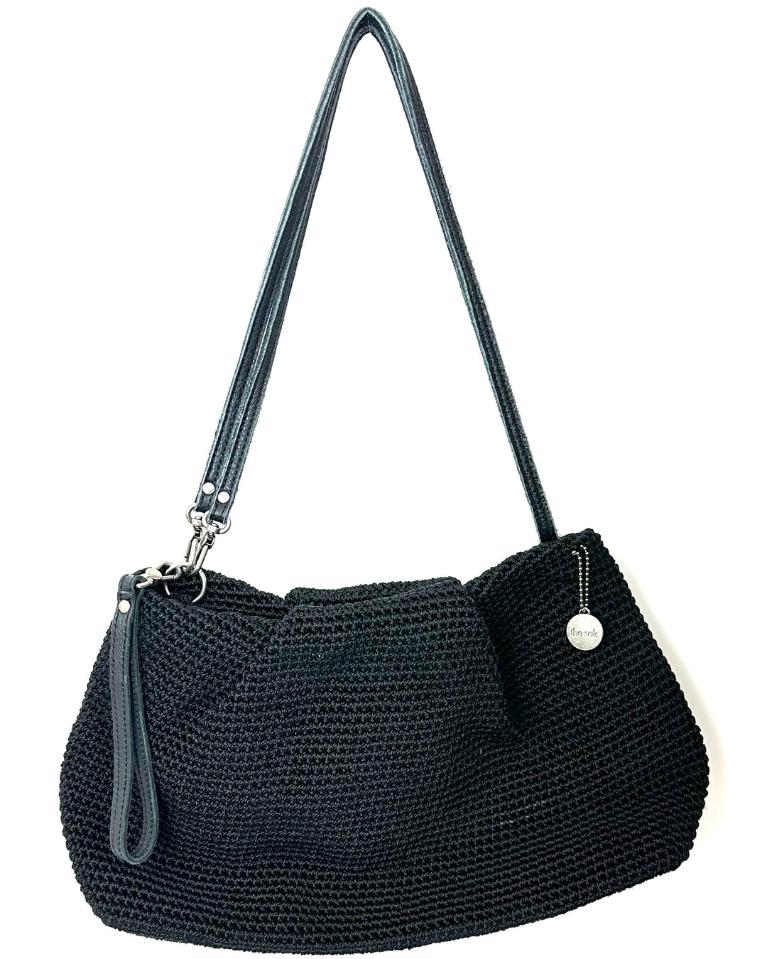 Black Crochet Bag With Adjustable Shoulder Strap