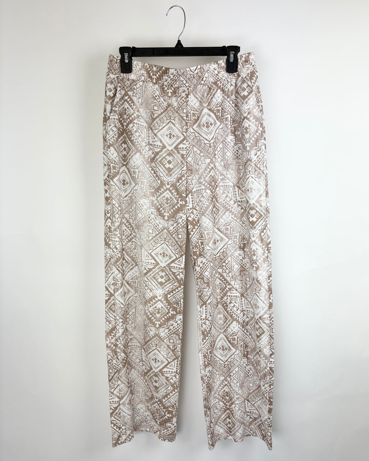 Light Brown Flowy Printed Pants - Size 6/8