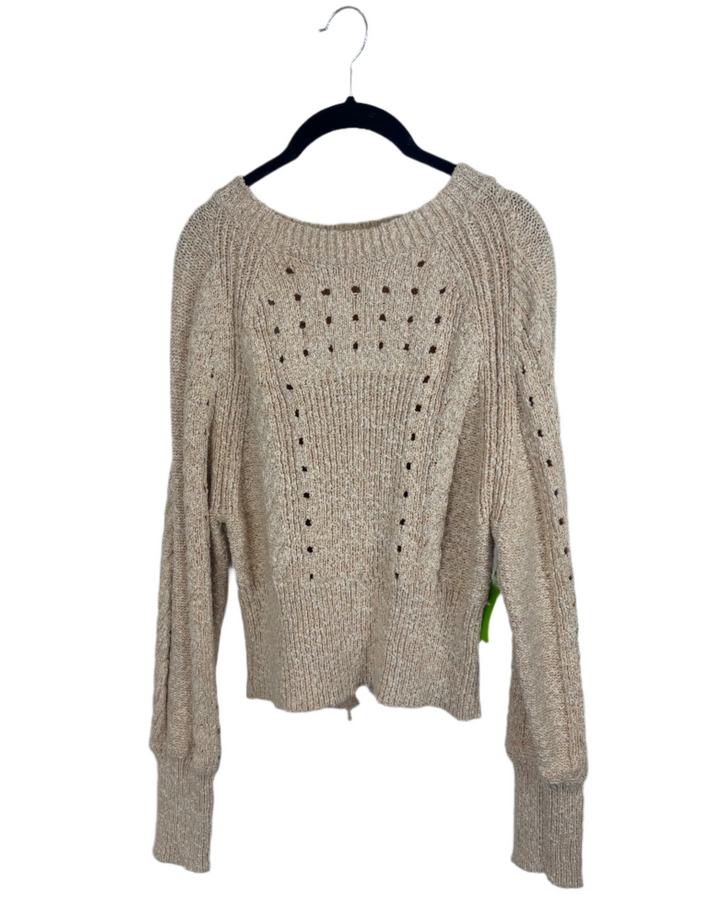 Beige Lace Up Pullover Sweater - Size 2/4