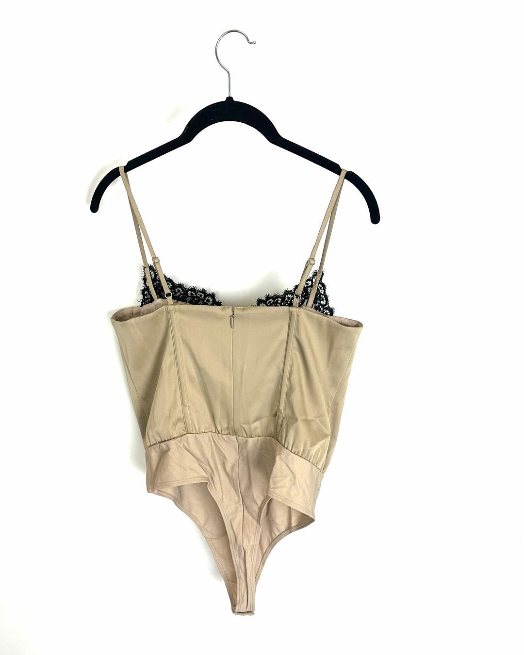 Tan with Black Lace Trim Bodysuit- Size 4