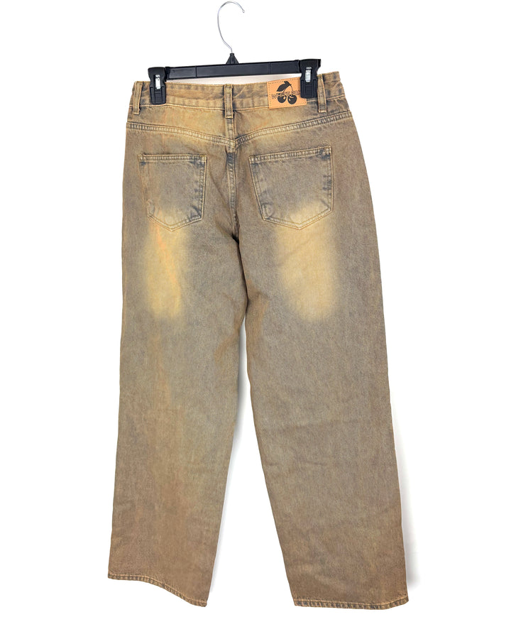 White Fox Brown Acid Wash Jeans - Small
