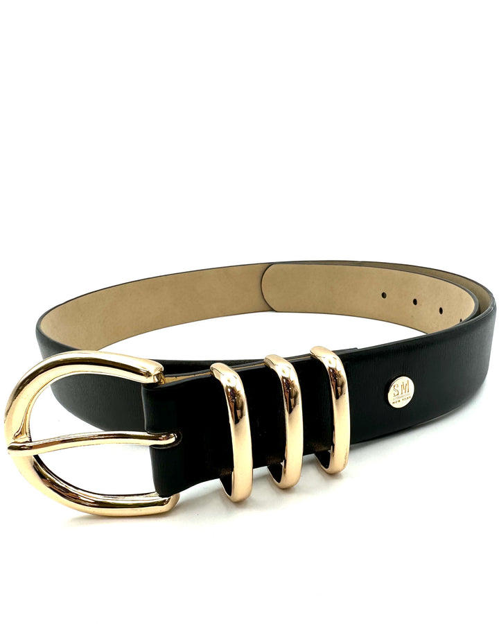 Black Belt with Gold Hardware - Size Medium