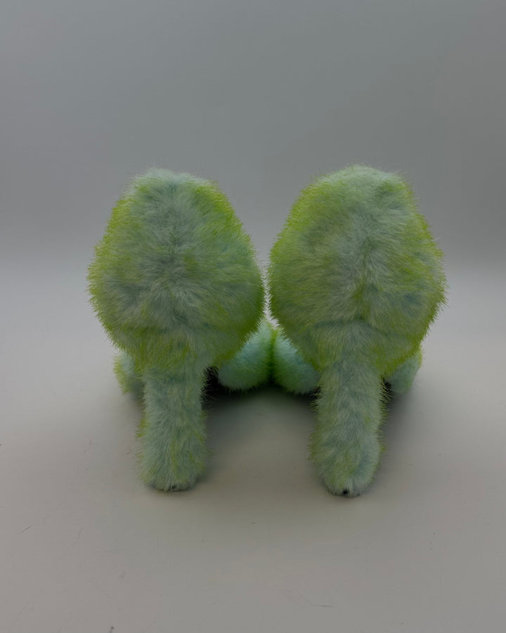 Green and Silver Faux Fur Heels - Size 40