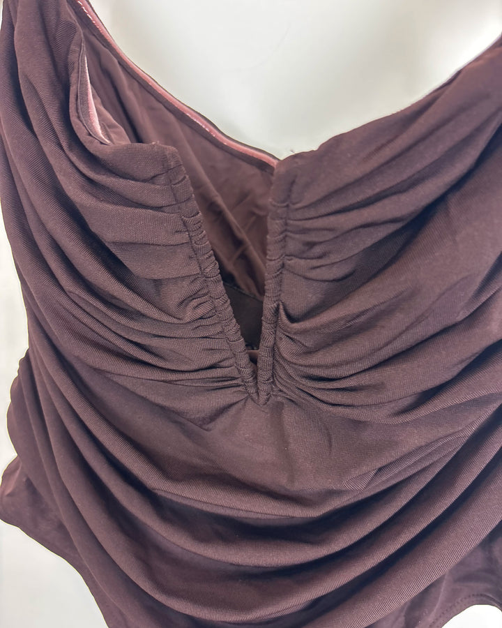 Brown Ruched Bodysuit - Size 2/4