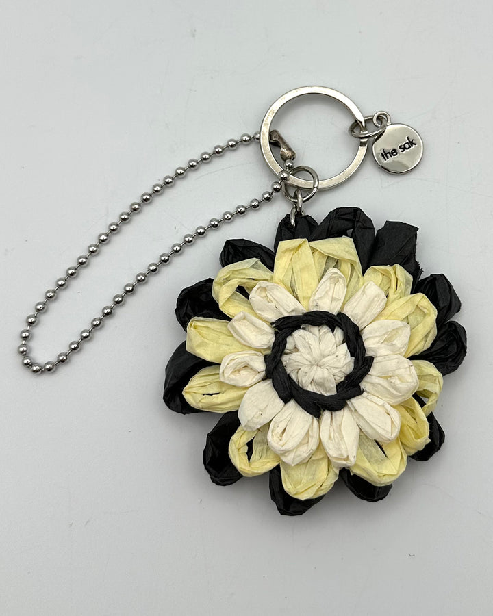 Paper Flower Silver Keychain