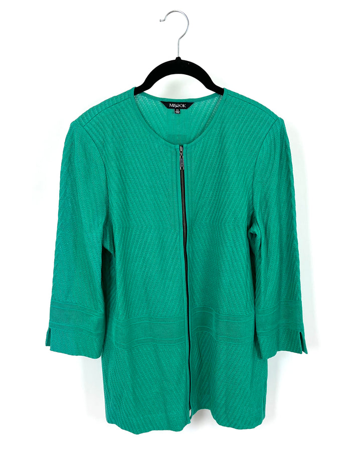 Bright Mint Green Zip Up Jacket - Size 2-4