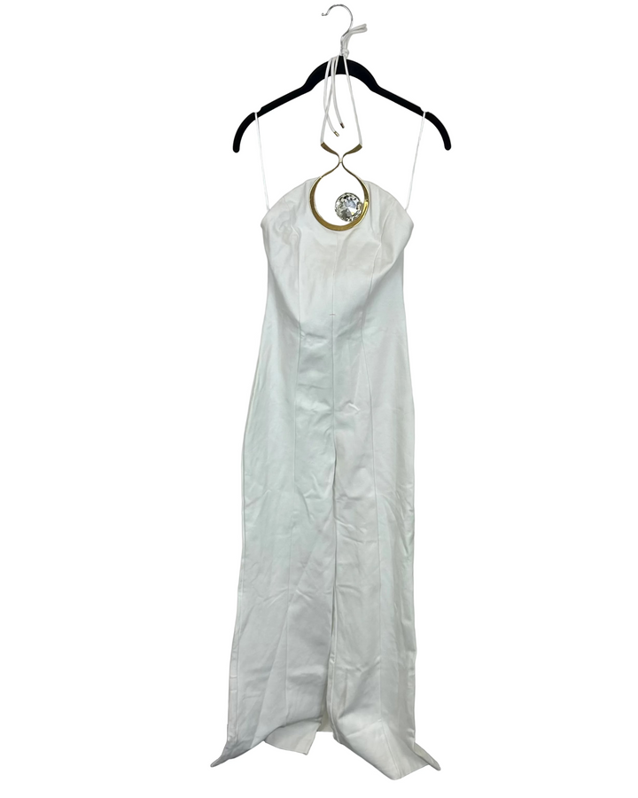 White Gemstone Jumpsuit - Size 00/0