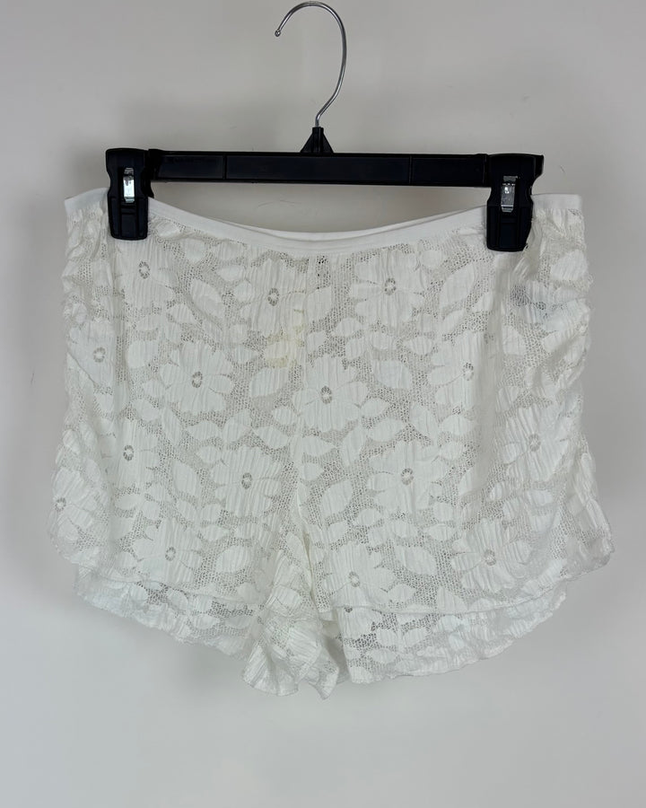 Aerie White Floral Sheer Cover Up Shorts - Small & Medium