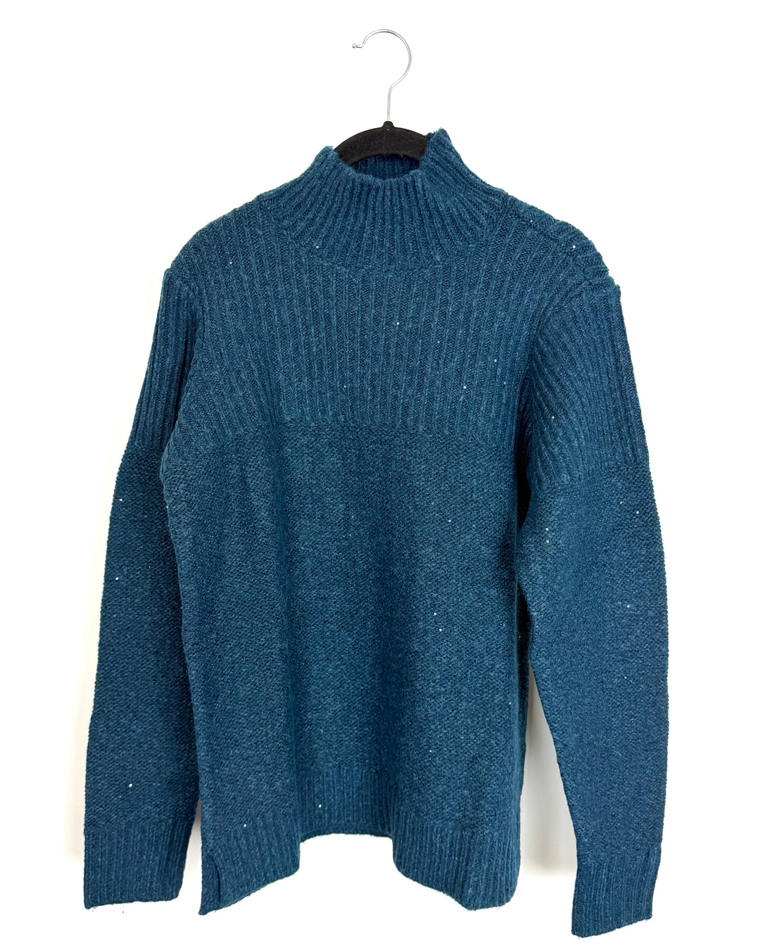Dark Teal Sequin Turtleneck Sweater - Size 6/8
