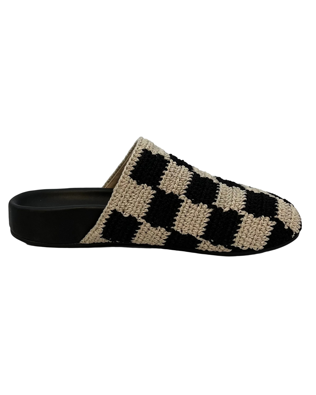 Black and Beige Checkered Crochet Clog - Size 5, 6, 7, 8, 9, 10 and 11
